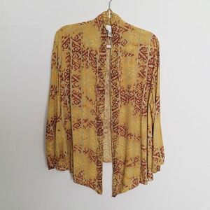 Soft Surroundings Ethnic Aztec Print Beaded Open Front Kimono Cardigan Size S/M